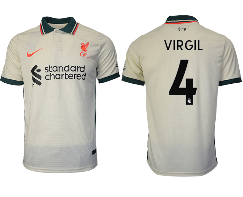 Men 2021-2022 Club Liverpool away aaa version cream #4 Soccer Jersey->liverpool jersey->Soccer Club Jersey
